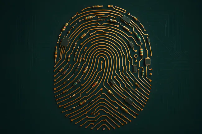 Elektronischer Fingerabdruck aus Computerbauteilen