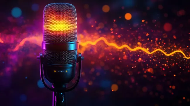 Elektronisches Mikrofon mit bunten Neonlichtern