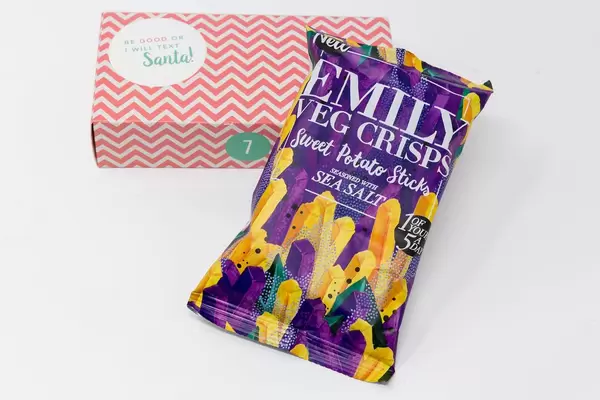 Emily Veg Crisps - sweet potato sticks with sea salt from the seventh door of the vegan Foodist Active advent calendar