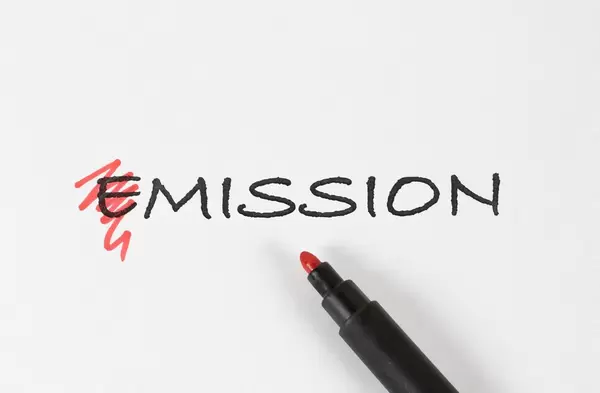 Emission written on a white paper