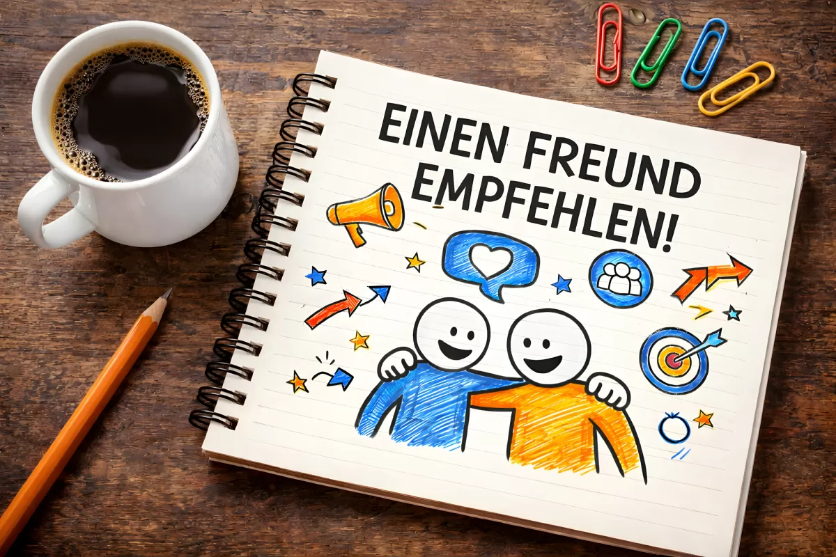 Empfehlungen für einen Freund in einem handgezeichneten Notizbuch