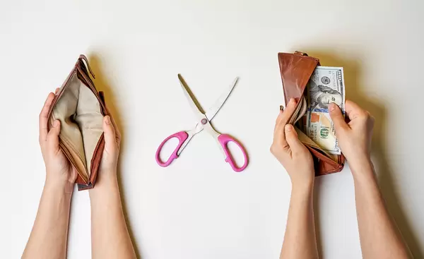 Empty and full of money wallet