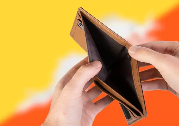 Empty Wallet with Flag of Bhutan. Recession and Financial Crisis to come with more debt and federal budget deficit?