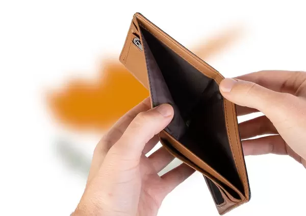 Empty Wallet with Flag of Cyprus. Recession and Financial Crisis to come with more debt and federal budget deficit?