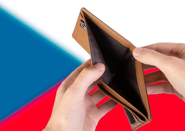 Empty Wallet with Flag of Czech Republic. Recession and Financial Crisis to come with more debt and federal budget deficit?