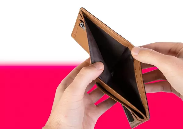 Empty Wallet with Flag of Monaco. Recession and Financial Crisis to come with more debt and federal budget deficit?