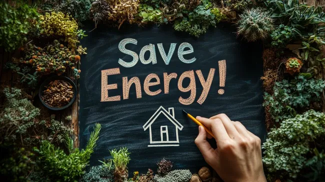 Energiesparen-Konzept mit nachhaltigen Tipps