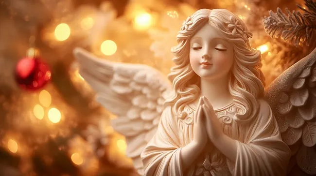 Engel-Statuette mit funkelndem Weihnachtsdekor