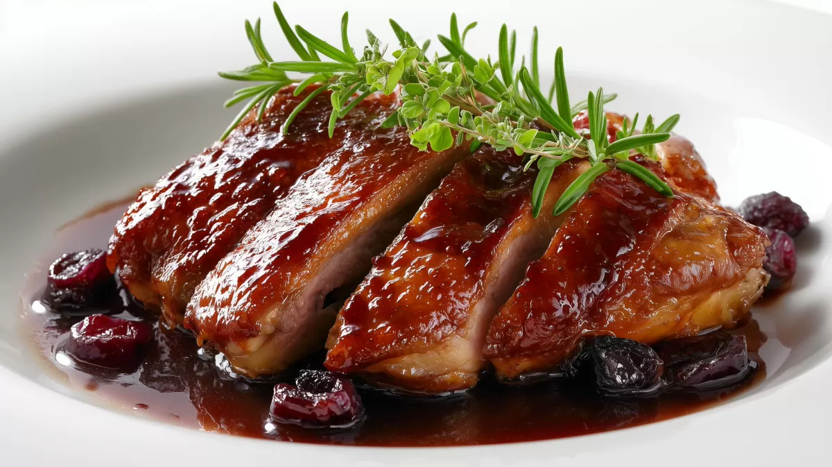 Ente in Rotwein Sauce Canard au vin mit Kräutern