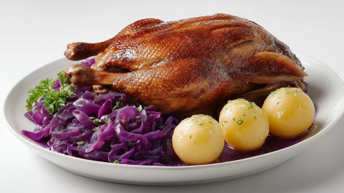 Entenbraten nach Familienrezept mit Klößen und Rotkohl