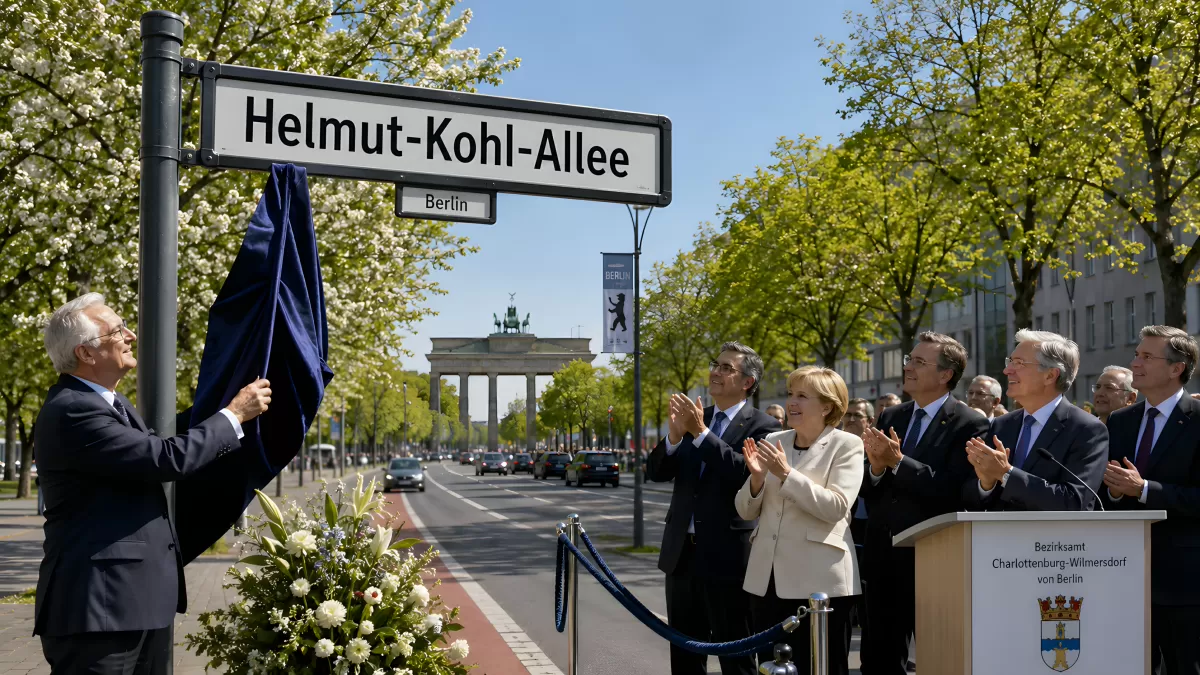 Enthüllung des Straßenschilds Helmut-Kohl-Allee Berlin