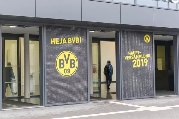 Entrance door of the AGM 2019 (annual general meeting) of German football club BVB in Dortmund