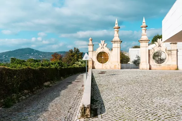 Entrance to Portuguese place with beautiful landscape in background