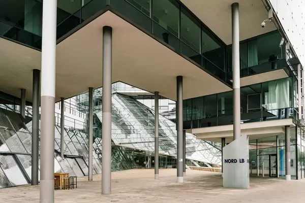 Entrance to the Norddeutsche Landesbank (NORD LB) epic headquarters building