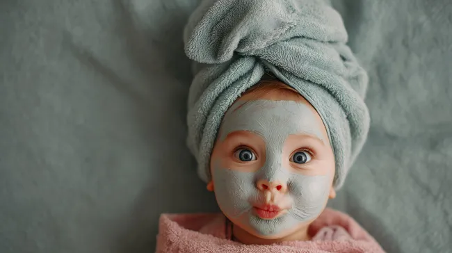 Entspannende Gesichtsbehandlung - Kleinkind mit Gesichtsmaske