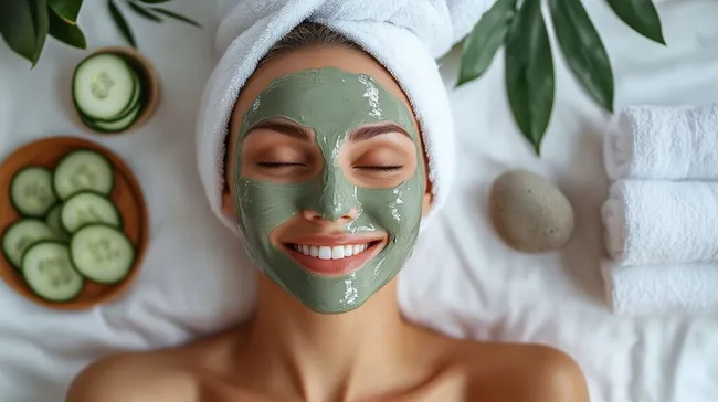 Entspannende Gesichtsmaske mit Gurkenscheiben