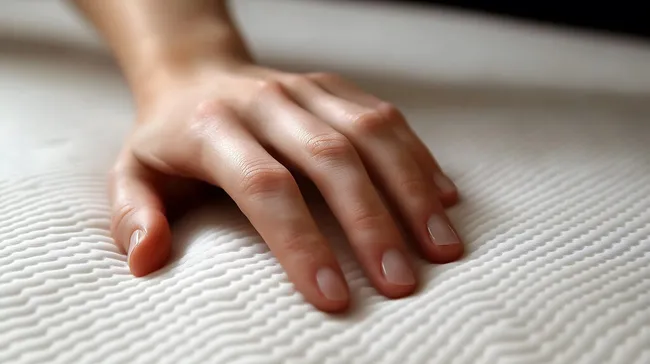 Entspannende Hände auf weicher Matratze