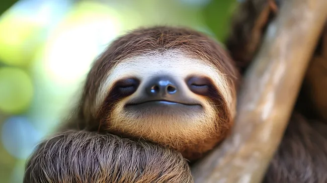 Entspannter Faultierkopf in Nahaufnahme