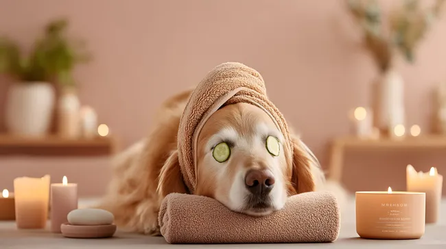 Entspannter Hund bei Wellness-Anwendung