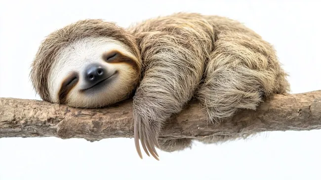 Entspanntes Faultier auf Ast in hoher Auflösung