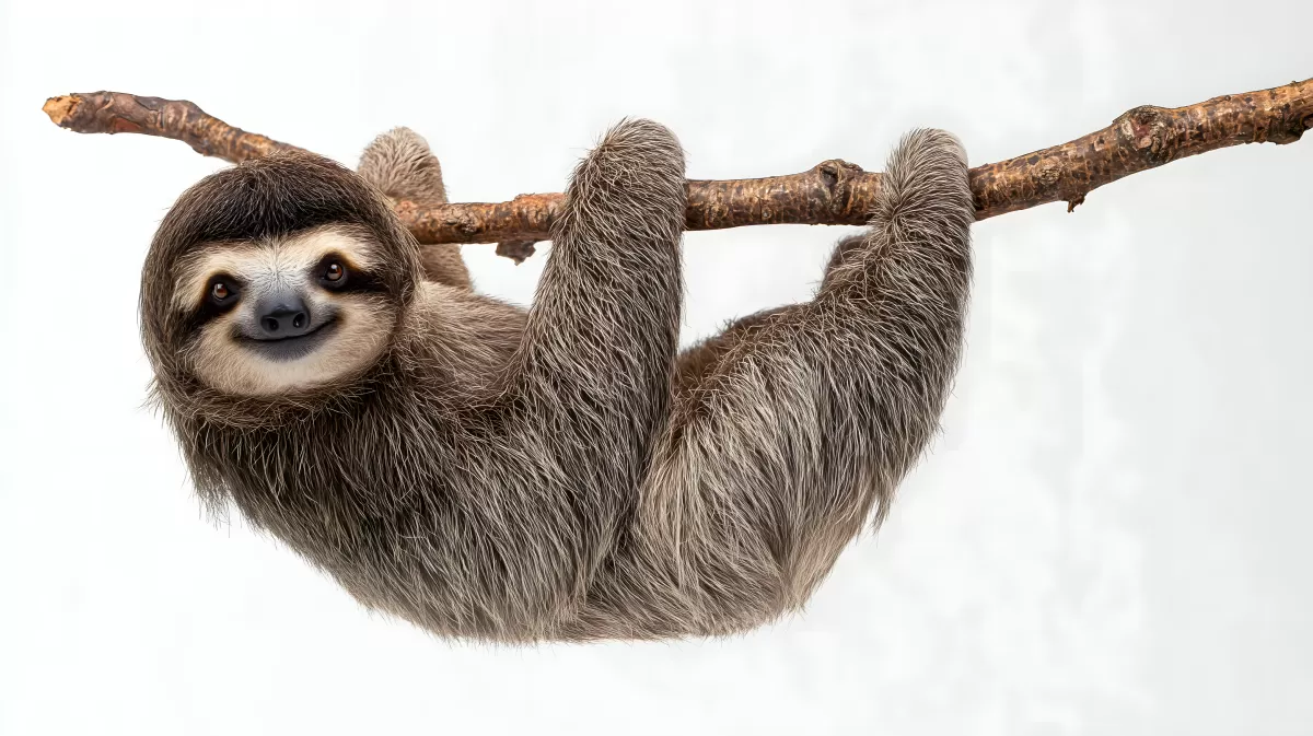 Entspanntes Faultier klammert sich an Ast