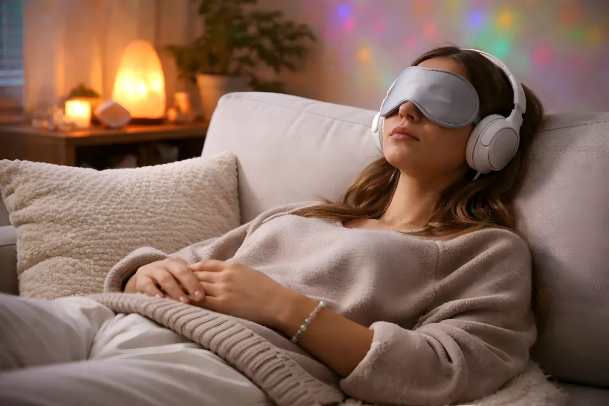 Entspannungszeit mit VR-Brille und Musik