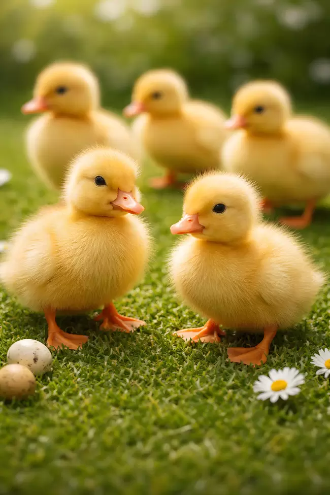 Entzückende Entlein im Frühling