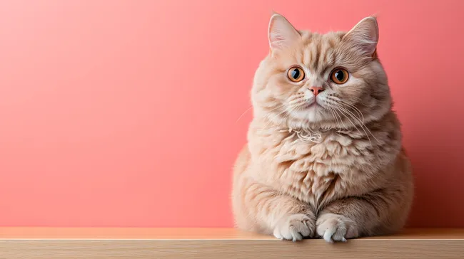 Entzückende Selkirk-Rex-Katze auf rosa Hintergrund