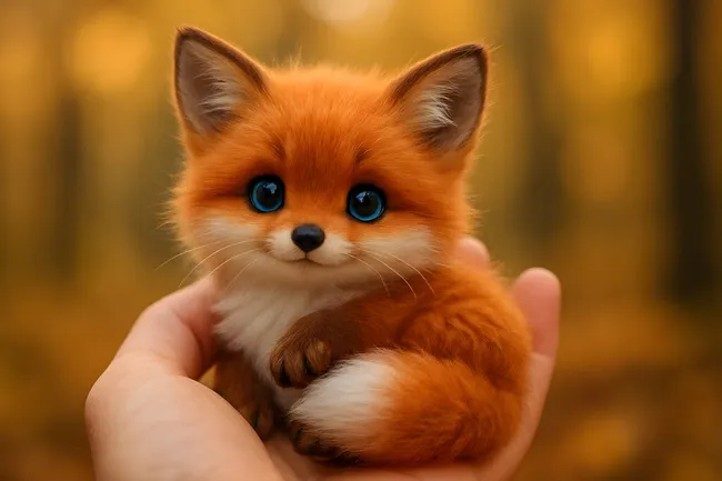 Entzückender Baby-Fuchs mit blauen Augen