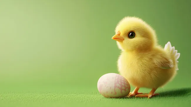 Entzückendes Babykätzchen mit Osterei auf Wiese