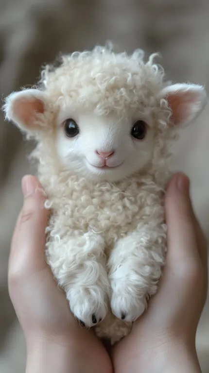 Entzückendes Lämmchen in Menschenhänden - Süßes Tierbild