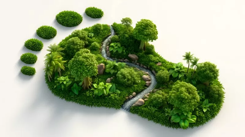 Environmental footprint forest shaped eco concept