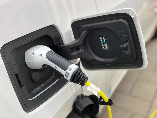 Environmentally friendly electro car on the charging station