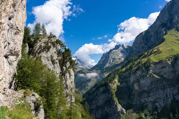 Epic mountain cliff pillars in Swiss mountains in canton Vaud
