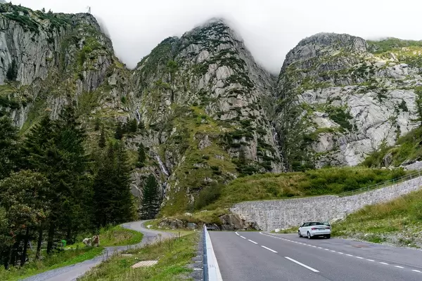 Epic Swiss cliffs along the Furkapass road