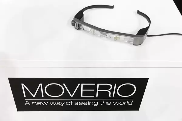 Epson Moverio Augmented Reality glasses on a white background