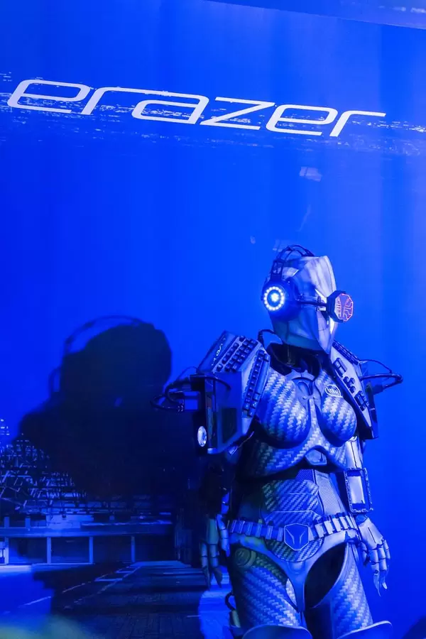 Erazer Girl costume at Medion booth at Gamescom 2018