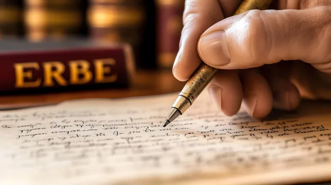 Erbregelung: Handschriftliches Dokument und Füllhalter