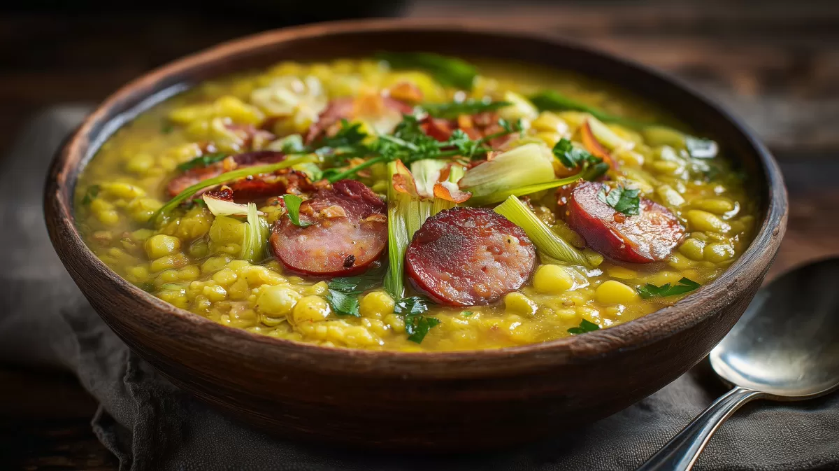 Erbseneintopf nach Bundeswehrrezept mit Wurst