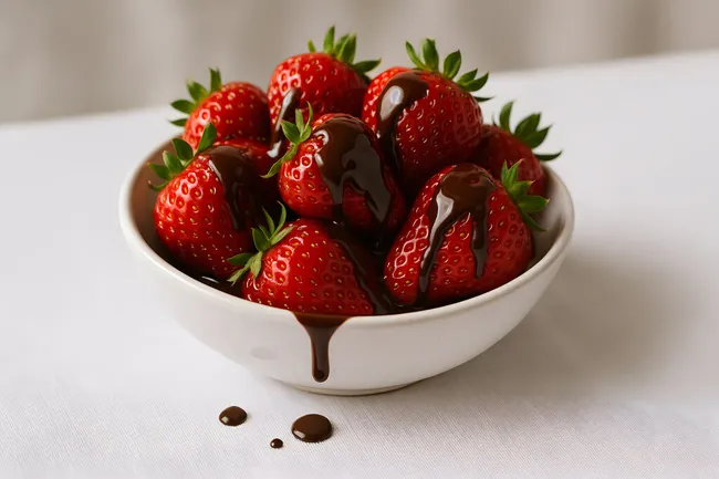 Erdbeeren in Schokoladenguss - delikate Gourmetdessert-Fotografie