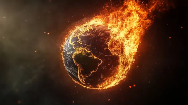 Erde brennt - dramatische Klimawandel-Illustration