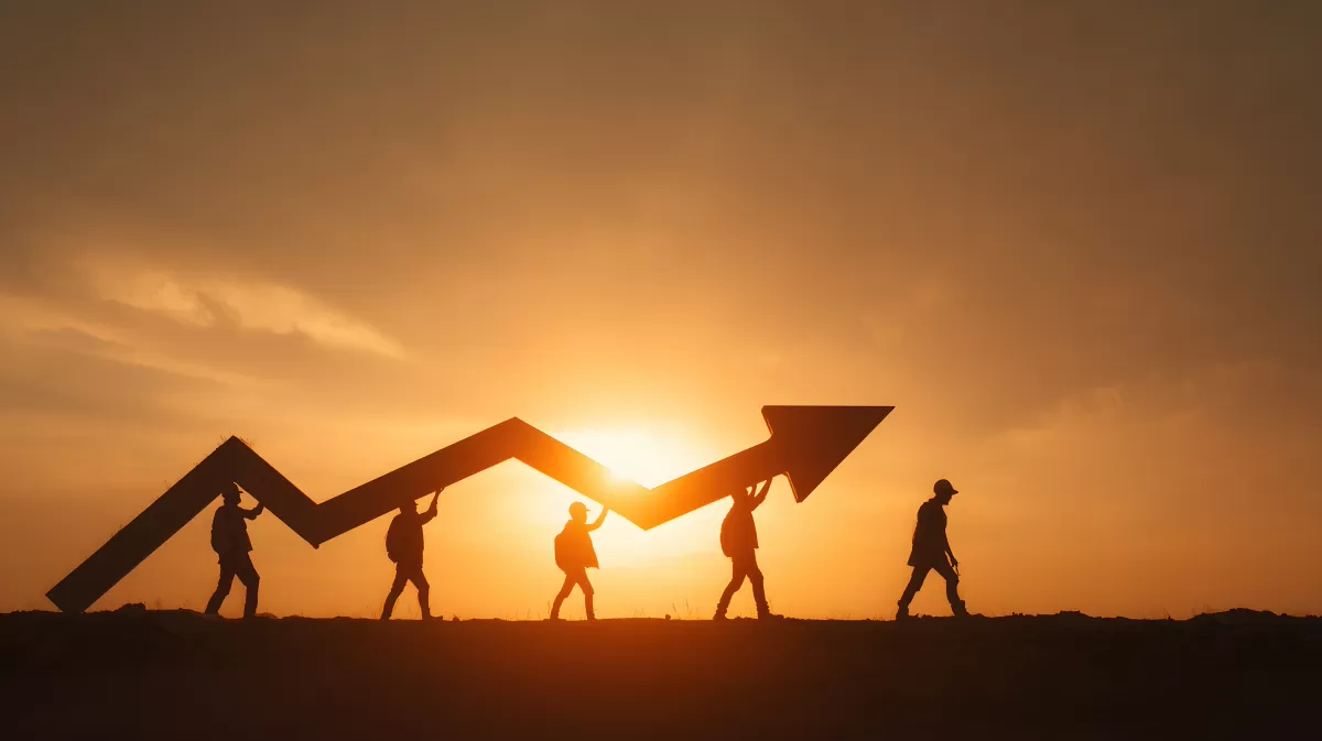 Erfolg und Wachstum im Sonnenuntergang