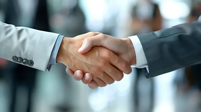 Erfolgreicher Geschäftshandschlag im Büro