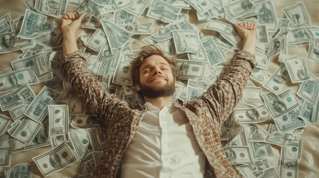 Erfolgreicher Geschäftsmann genießt Reichtum und Wohlstand