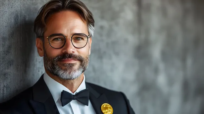 Erfolgreicher Geschäftsmann mit Auszeichnung