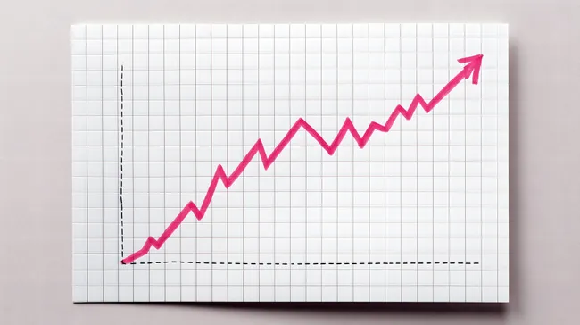 Erfolgskurve auf kariertem Papier - Finanzdaten visualisiert