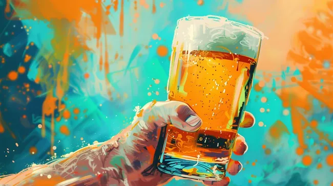 Erfrischende Bierglas-Illustration mit Farbakzenten