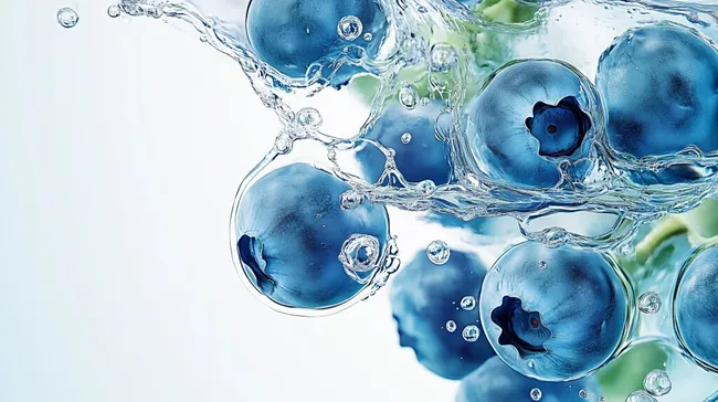 Erfrischende Blaubeeren in spritzigem Wasser