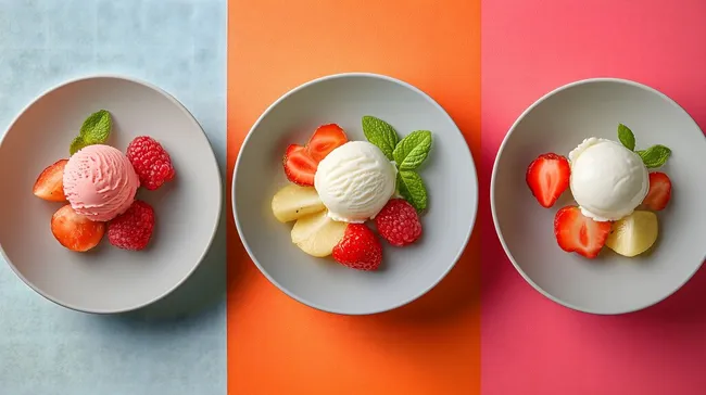 Erfrischende Desserts mit Früchten und Eis