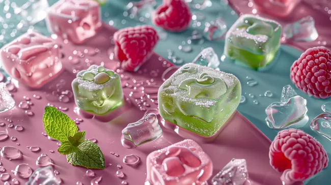 Erfrischende Eiswürfel mit Beeren und Minze